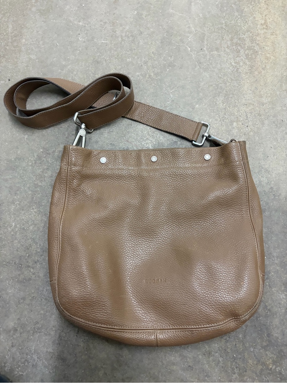 RUDSAK Taupe/Brown‎ Pebbled Leather Shoulder Bag crossbody